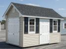 8x12 Cape Cod Style Storage Shed with Vinyl Siding and Shingle Roof